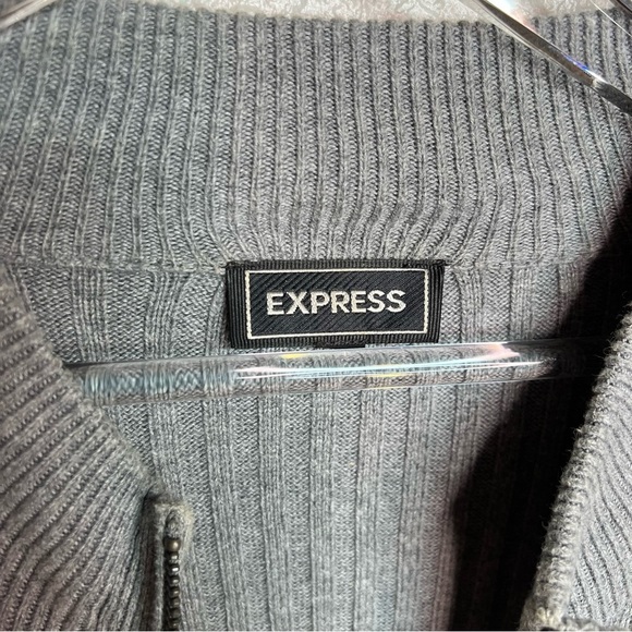 Express Men Half Zip Collared Ribbed Sweater - Picture 6 of 7